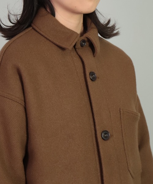 OMNIGOD（オムニゴッド）の「[OMNIGOD womens / オムニゴッド] メルトン ストアーズコート（ステンカラーコート・レディース・ブラック/ブラウン・FREE）」の12枚目の写真