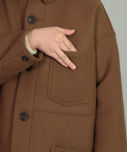 OMNIGOD（オムニゴッド）の「[OMNIGOD womens / オムニゴッド] メルトン ストアーズコート（ステンカラーコート・レディース・ブラック/ブラウン・FREE）」の13枚目の写真