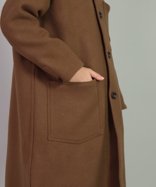 OMNIGOD（オムニゴッド）の「[OMNIGOD womens / オムニゴッド] メルトン ストアーズコート（ステンカラーコート・レディース・ブラック/ブラウン・FREE）」の14枚目の写真