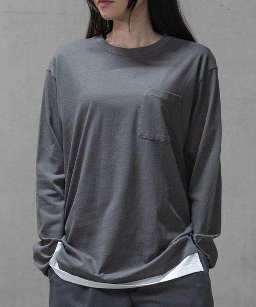 JOHN'S CLOSET(ジョンズクローゼット)の「【40I】コットン フェイクレイヤード ロングスリーブTシャツ(Tシャツ/カットソー・メンズ・グレー系1/ブラウン系1/グレー系2/ブラック系1/ネイビー系3/ライトグリーン系2/グレー系3/ブラウン系2/ブラック系2/ベージュ系1/カーキ系1/パープル系1/ネイビー系1/ライトグリーン系1/ネイビー系2・LARGE/MEDIUM/X-LARGE)」の5枚目の写真
