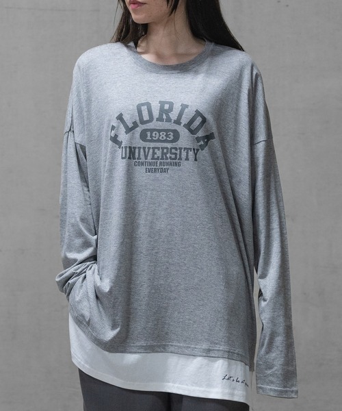 JOHN'S CLOSET(ジョンズクローゼット)の「【40I】コットン フェイクレイヤード ロングスリーブTシャツ(Tシャツ/カットソー・メンズ・グレー系1/ブラウン系1/グレー系2/ブラック系1/ネイビー系3/ライトグリーン系2/グレー系3/ブラウン系2/ブラック系2/ベージュ系1/カーキ系1/パープル系1/ネイビー系1/ライトグリーン系1/ネイビー系2・LARGE/MEDIUM/X-LARGE)」の6枚目の写真