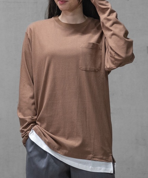 JOHN'S CLOSET(ジョンズクローゼット)の「【40I】コットン フェイクレイヤード ロングスリーブTシャツ(Tシャツ/カットソー・メンズ・グレー系1/ブラウン系1/グレー系2/ブラック系1/ネイビー系3/ライトグリーン系2/グレー系3/ブラウン系2/ブラック系2/ベージュ系1/カーキ系1/パープル系1/ネイビー系1/ライトグリーン系1/ネイビー系2・LARGE/MEDIUM/X-LARGE)」の7枚目の写真