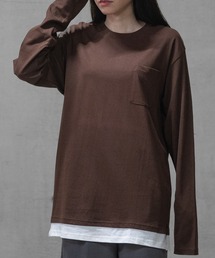 【40I】コットン フェイクレイヤード ロングスリーブTシャツ