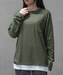 【40I】コットン フェイクレイヤード ロングスリーブTシャツ
