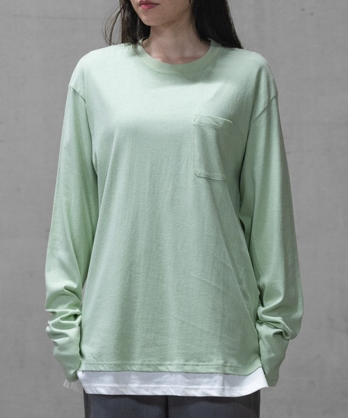 JOHN'S CLOSET(ジョンズクローゼット)の「【40I】コットン フェイクレイヤード ロングスリーブTシャツ(Tシャツ/カットソー・メンズ・グレー系1/ブラウン系1/グレー系2/ブラック系1/ネイビー系3/ライトグリーン系2/グレー系3/ブラウン系2/ブラック系2/ベージュ系1/カーキ系1/パープル系1/ネイビー系1/ライトグリーン系1/ネイビー系2・LARGE/MEDIUM/X-LARGE)」の10枚目の写真