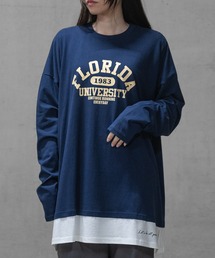 【40I】コットン フェイクレイヤード ロングスリーブTシャツ