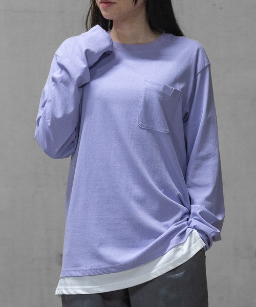 JOHN'S CLOSET(ジョンズクローゼット)の「【40I】コットン フェイクレイヤード ロングスリーブTシャツ(Tシャツ/カットソー・メンズ・グレー系1/ブラウン系1/グレー系2/ブラック系1/ネイビー系3/ライトグリーン系2/グレー系3/ブラウン系2/ブラック系2/ベージュ系1/カーキ系1/パープル系1/ネイビー系1/ライトグリーン系1/ネイビー系2・LARGE/MEDIUM/X-LARGE)」の15枚目の写真