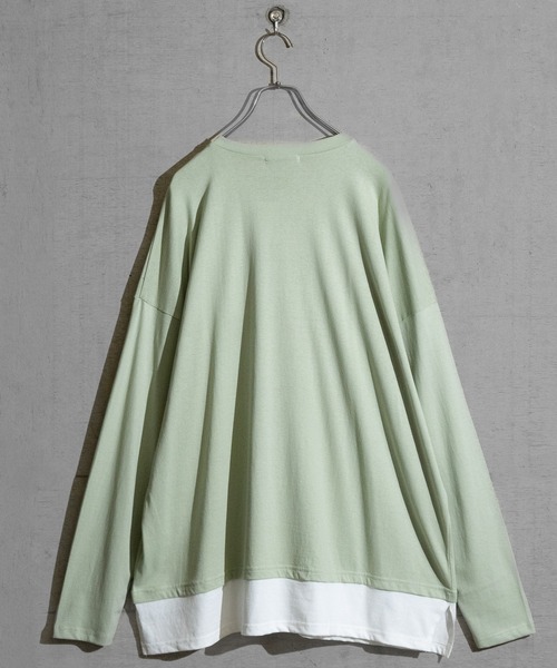 JOHN'S CLOSET(ジョンズクローゼット)の「【40I】コットン フェイクレイヤード ロングスリーブTシャツ(Tシャツ/カットソー・メンズ・グレー系1/ブラウン系1/グレー系2/ブラック系1/ネイビー系3/ライトグリーン系2/グレー系3/ブラウン系2/ブラック系2/ベージュ系1/カーキ系1/パープル系1/ネイビー系1/ライトグリーン系1/ネイビー系2・LARGE/MEDIUM/X-LARGE)」の21枚目の写真