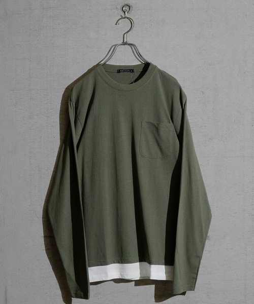JOHN'S CLOSET(ジョンズクローゼット)の「【40I】コットン フェイクレイヤード ロングスリーブTシャツ(Tシャツ/カットソー・メンズ・グレー系1/ブラウン系1/グレー系2/ブラック系1/ネイビー系3/ライトグリーン系2/グレー系3/ブラウン系2/ブラック系2/ベージュ系1/カーキ系1/パープル系1/ネイビー系1/ライトグリーン系1/ネイビー系2・LARGE/MEDIUM/X-LARGE)」の16枚目の写真