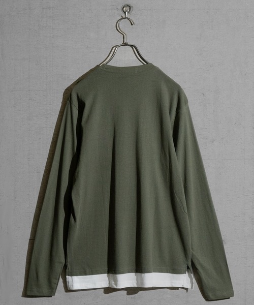 JOHN'S CLOSET(ジョンズクローゼット)の「【40I】コットン フェイクレイヤード ロングスリーブTシャツ(Tシャツ/カットソー・メンズ・グレー系1/ブラウン系1/グレー系2/ブラック系1/ネイビー系3/ライトグリーン系2/グレー系3/ブラウン系2/ブラック系2/ベージュ系1/カーキ系1/パープル系1/ネイビー系1/ライトグリーン系1/ネイビー系2・LARGE/MEDIUM/X-LARGE)」の17枚目の写真