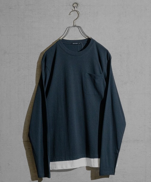 JOHN'S CLOSET(ジョンズクローゼット)の「【40I】コットン フェイクレイヤード ロングスリーブTシャツ(Tシャツ/カットソー・メンズ・グレー系1/ブラウン系1/グレー系2/ブラック系1/ネイビー系3/ライトグリーン系2/グレー系3/ブラウン系2/ブラック系2/ベージュ系1/カーキ系1/パープル系1/ネイビー系1/ライトグリーン系1/ネイビー系2・LARGE/MEDIUM/X-LARGE)」の22枚目の写真