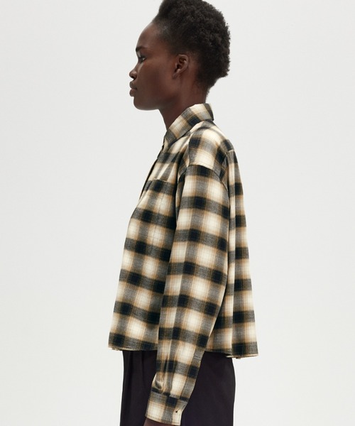 FRED PERRY（フレッドペリー）の「Brushed Check Shirt（シャツ/ブラウス・レディース・ベージュ/モスグリーン・8/10）」の12枚目の写真