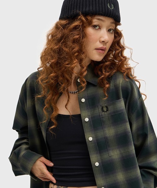FRED PERRY（フレッドペリー）の「Brushed Check Shirt（シャツ/ブラウス・レディース・ベージュ/モスグリーン・8/10）」の21枚目の写真