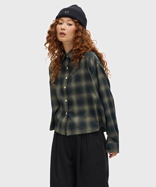 FRED PERRY（フレッドペリー）の「Brushed Check Shirt（シャツ/ブラウス・レディース・ベージュ/モスグリーン・8/10）」の17枚目の写真