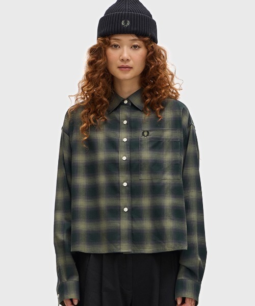 FRED PERRY（フレッドペリー）の「Brushed Check Shirt（シャツ/ブラウス・レディース・ベージュ/モスグリーン・8/10）」の22枚目の写真