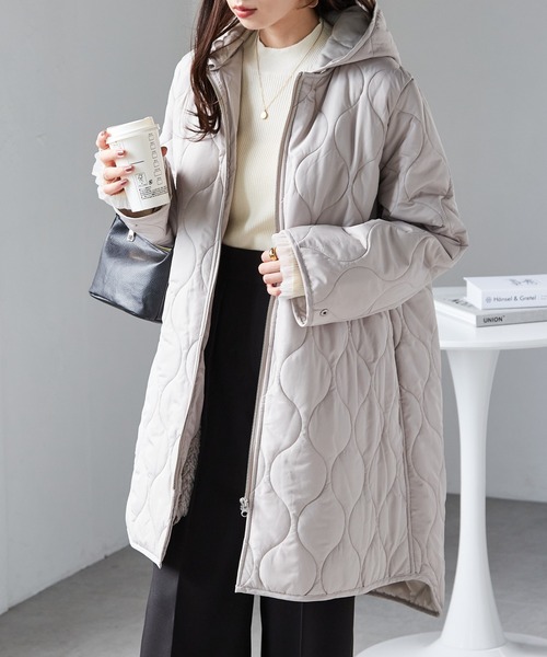 BEAUTY&YOUTH ナイロン フーデッド コート ロング ジャケット 軽量 セール】3wayキルティングフーデッドコート（ダウンジャケット/コート