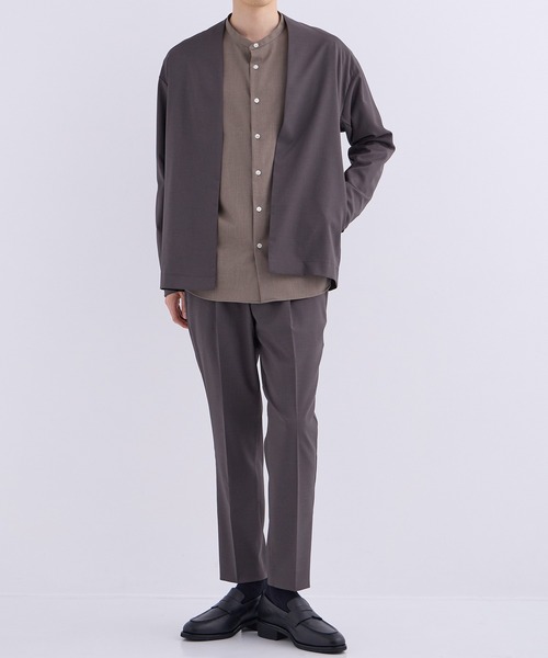 UNITED TOKYO（ユナイテッドトウキョウ）の「Dry Air カーディガン｜セットアップ着用可能（ノーカラージャケット・メンズ・ダークグリーン/ストライプ/ネイビー/ダークグレー・3/2/1）」の7枚目の写真