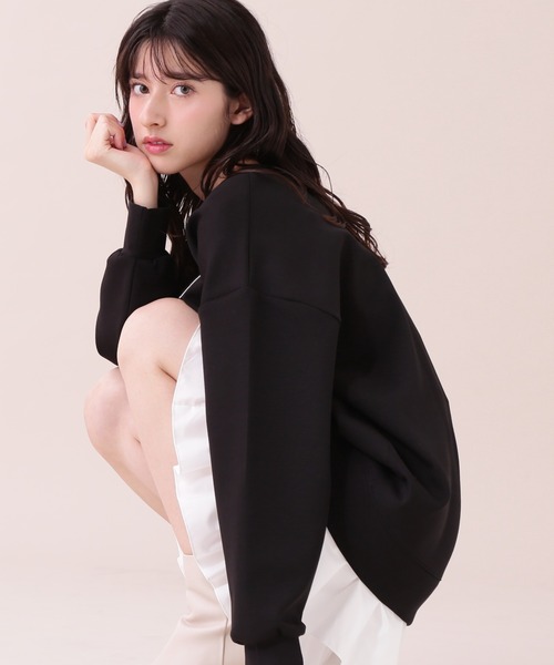 JILL by JILL STUART(ジルバイジルスチュアート)の「◇ワッペン付きダイバーミニスカ―トセット(ワンピース・レディース・ブラック/チャコールグレー・FREE)」の4枚目の写真