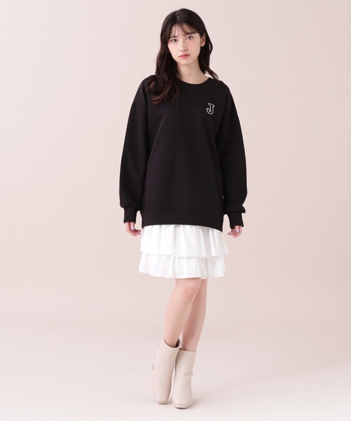 JILL by JILL STUART(ジルバイジルスチュアート)の「◇ワッペン付きダイバーミニスカ―トセット(ワンピース・レディース・ブラック/チャコールグレー・FREE)」の6枚目の写真