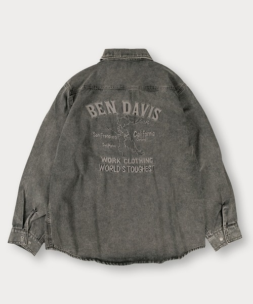 BEN DAVIS(ベンデイビス)の「【BENDAVIS/ベンデイビス】BLEACHED TWILL SHIRT/ ブリーチ加工 バックプリントシャツ オーバーサイズ(シャツ/ブラウス・メンズ・ブラウン/カーキ/ブルー/チャコールグレー・M/L/XL)」の7枚目の写真
