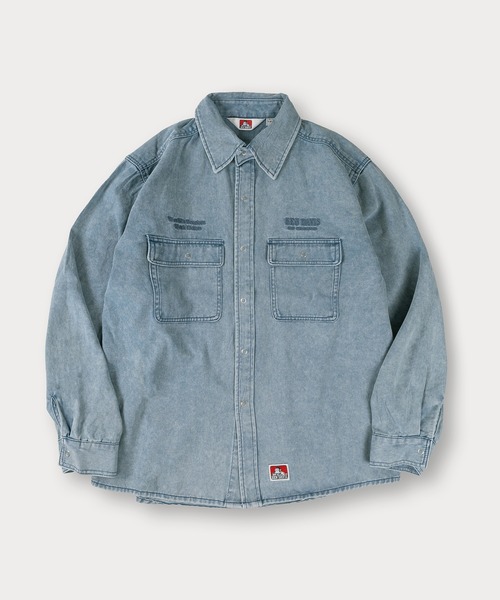 BEN DAVIS(ベンデイビス)の「【BENDAVIS/ベンデイビス】BLEACHED TWILL SHIRT/ ブリーチ加工 バックプリントシャツ オーバーサイズ(シャツ/ブラウス・メンズ・ブラウン/カーキ/ブルー/チャコールグレー・M/L/XL)」の12枚目の写真