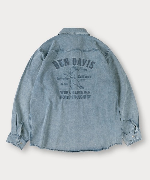 BEN DAVIS(ベンデイビス)の「【BENDAVIS/ベンデイビス】BLEACHED TWILL SHIRT/ ブリーチ加工 バックプリントシャツ オーバーサイズ(シャツ/ブラウス・メンズ・ブラウン/カーキ/ブルー/チャコールグレー・M/L/XL)」の13枚目の写真