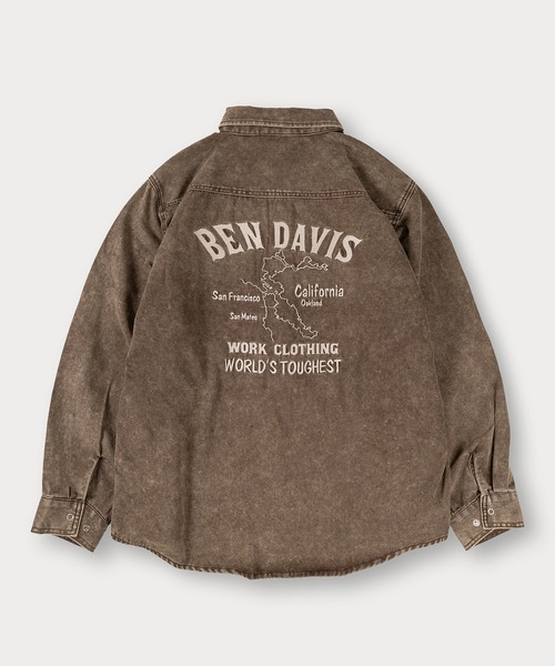 BEN DAVIS(ベンデイビス)の「【BENDAVIS/ベンデイビス】BLEACHED TWILL SHIRT/ ブリーチ加工 バックプリントシャツ オーバーサイズ(シャツ/ブラウス・メンズ・ブラウン/カーキ/ブルー/チャコールグレー・M/L/XL)」の11枚目の写真