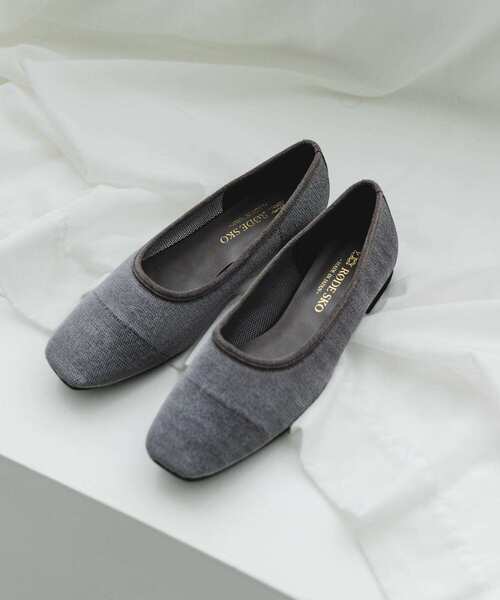 RODE SKO（ロデスコ）の「『MADE IN JAPAN』スクエアベロアメッシュフラット（バレエシューズ・レディース・ブラック/ベージュ/グレー・36/37/38）」の7枚目の写真