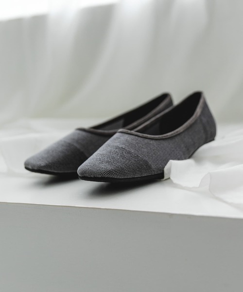 RODE SKO（ロデスコ）の「『MADE IN JAPAN』スクエアベロアメッシュフラット（バレエシューズ・レディース・ブラック/ベージュ/グレー・36/37/38）」の11枚目の写真