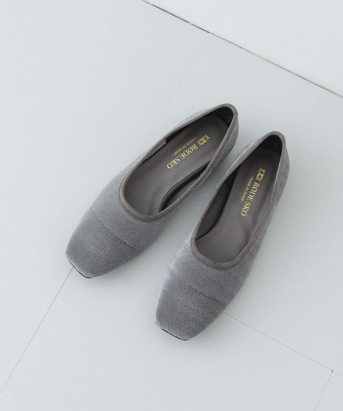 RODE SKO（ロデスコ）の「『MADE IN JAPAN』スクエアベロアメッシュフラット（バレエシューズ・レディース・ブラック/ベージュ/グレー・36/37/38）」の12枚目の写真