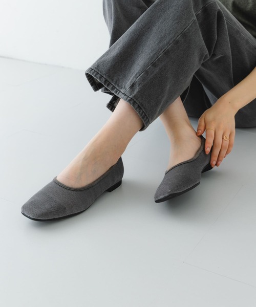 RODE SKO（ロデスコ）の「『MADE IN JAPAN』スクエアベロアメッシュフラット（バレエシューズ・レディース・ブラック/ベージュ/グレー・36/37/38）」の17枚目の写真