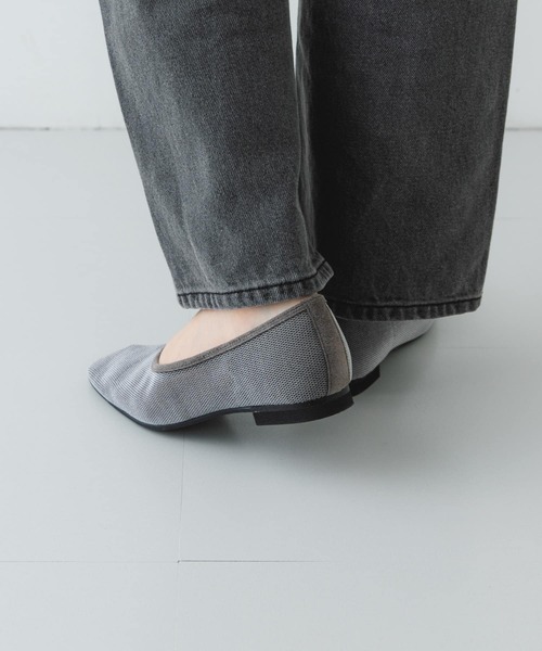 RODE SKO（ロデスコ）の「『MADE IN JAPAN』スクエアベロアメッシュフラット（バレエシューズ・レディース・ブラック/ベージュ/グレー・36/37/38）」の21枚目の写真