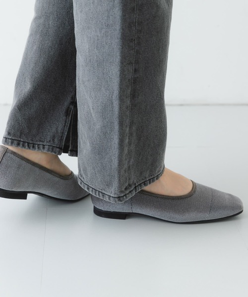 RODE SKO（ロデスコ）の「『MADE IN JAPAN』スクエアベロアメッシュフラット（バレエシューズ・レディース・ブラック/ベージュ/グレー・36/37/38）」の22枚目の写真