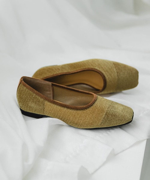 RODE SKO（ロデスコ）の「『MADE IN JAPAN』スクエアベロアメッシュフラット（バレエシューズ・レディース・ブラック/ベージュ/グレー・36/37/38）」の5枚目の写真