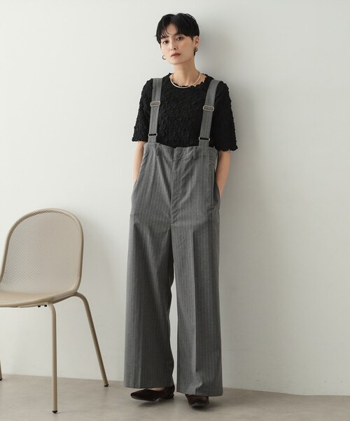 OPAQUE.CLIP(オペークドットクリップ)の「◆シャーリングレース5分袖カットソー【洗濯機洗い可】(Tシャツ/カットソー・レディース・ホワイト/ブラック/チャコールグレー・00)」の9枚目の写真