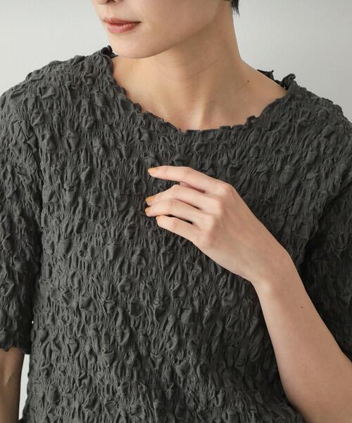 OPAQUE.CLIP(オペークドットクリップ)の「◆シャーリングレース5分袖カットソー【洗濯機洗い可】(Tシャツ/カットソー・レディース・ホワイト/ブラック/チャコールグレー・00)」の19枚目の写真
