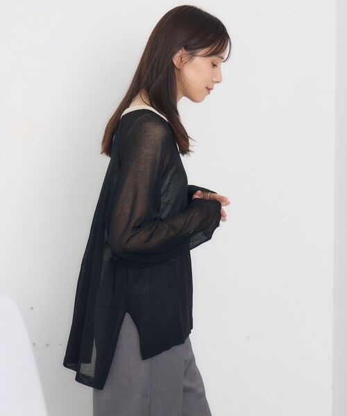 RETRO GIRL(レトロガール)の「バイカラーシアーニット(Tシャツ/カットソー・レディース・ライトグレー/ブラック/ナチュラル・FREE)」の18枚目の写真