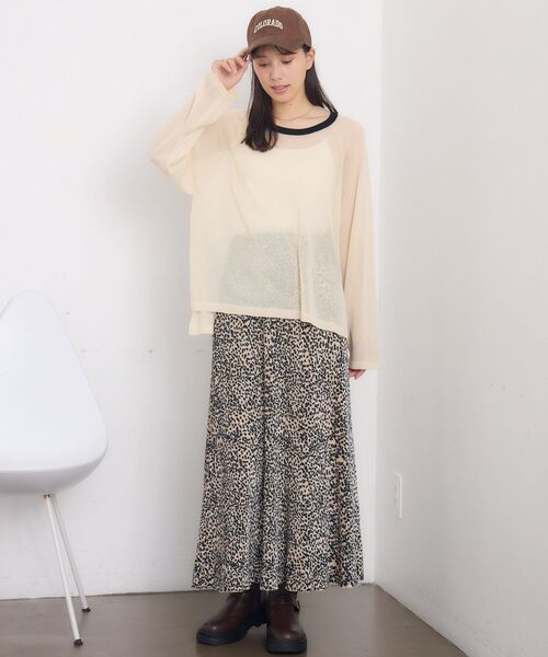 RETRO GIRL(レトロガール)の「バイカラーシアーニット(Tシャツ/カットソー・レディース・ライトグレー/ブラック/ナチュラル・FREE)」の21枚目の写真