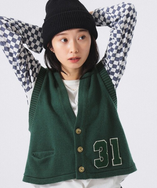 BEAMS BOY（ビームスボーイ）の「レタード ベスト（ベスト・レディース・ブラック/グリーン・ONE SIZE）」の2枚目の写真