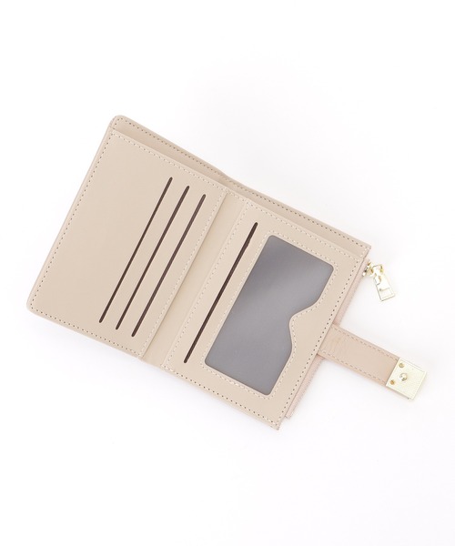 新品/人気/淡いグレードット　アイボリーベースベニワレンNo.693 セール】レザー調 ベルト付き 二つ折り スクエア ウォレット（財布