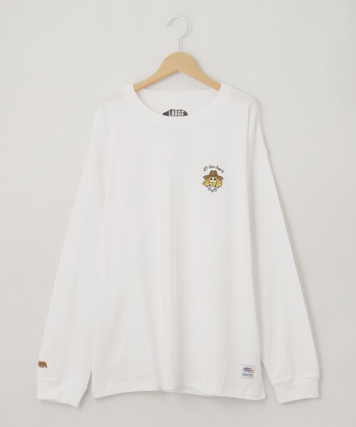 &Bridge(アンドブリッジ)の「SALTS(ソルツ) おじさん刺しゅうロンT(Tシャツ/カットソー・メンズ・ホワイト/ピンク系・02/03)」の1枚目の写真