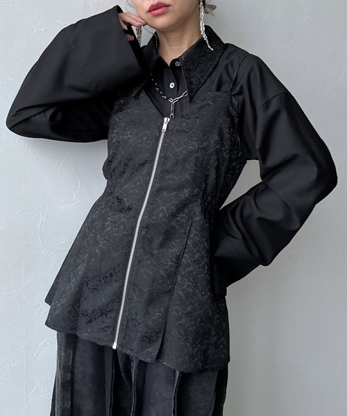 HARE（ハレ）の「2Pショートシャツ＊ジャガードキャミビスチェ