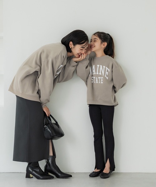 coca(coca)(コカ)の「【WEB限定セール】キッズ 親子お揃い裏起毛プリントロゴスウェット(スウェット・キッズ・グレイッシュベージュ/グレー/レッド/チャコール・120/130/140/150)」の14枚目の写真