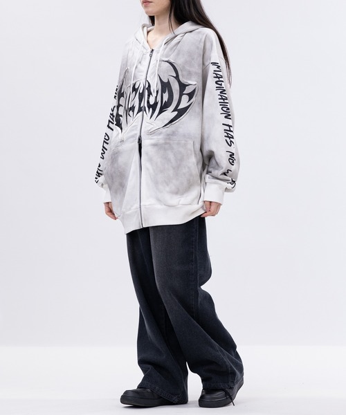 13】グランジデザイン アイレットホール/アップリケ フルジップ