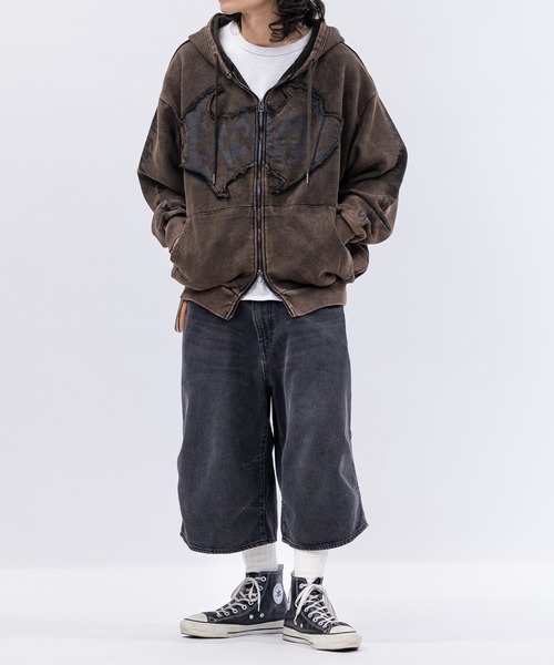 13】グランジデザイン アイレットホール/アップリケ フルジップ