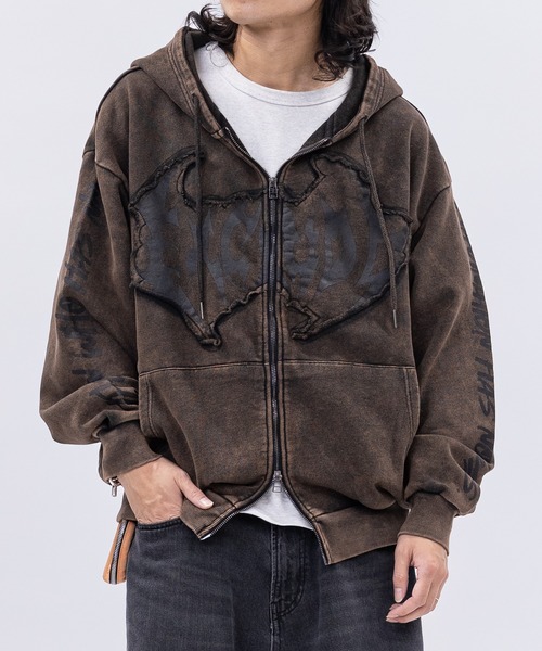 13】グランジデザイン アイレットホール/アップリケ フルジップ