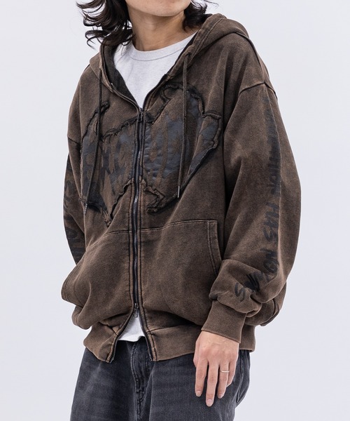 13】グランジデザイン アイレットホール/アップリケ フルジップ