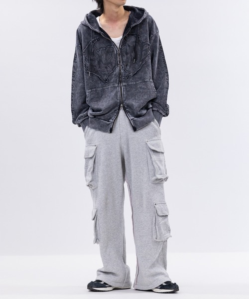 13】グランジデザイン アイレットホール/アップリケ フルジップ