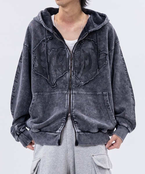 13】グランジデザイン アイレットホール/アップリケ フルジップ