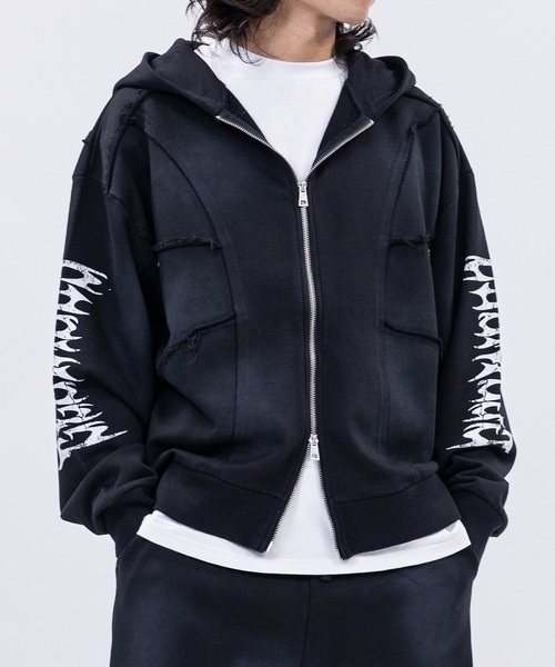 13】グランジデザイン アイレットホール/アップリケ フルジップ